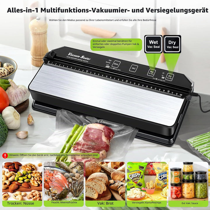 DeeprBetter Vakuumierer Vakuumiergerät, 90kPa Doppelpumpe Folienschweissgerät Vakuumierer Lebensmitt