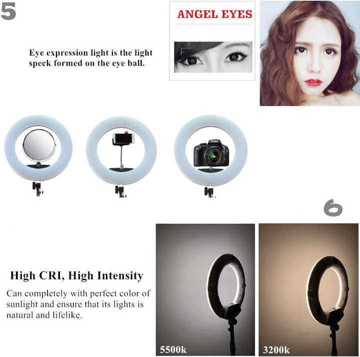 YIDOBLO FS-480II 5500K Bio-Farbkamera Foto / Studio / Telefon / Video 18 '' 480 LED Ringlicht LED La