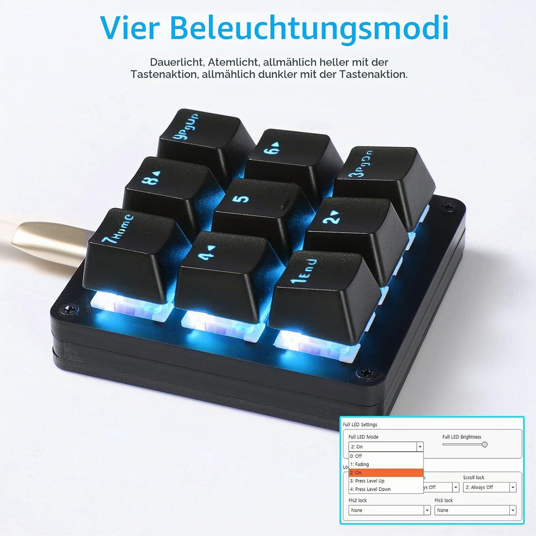 Koolertron Einhändige mechanische Makro-Tastatur,LED-Hintergrundbeleuchtung tragbare Mini-Einhand-me