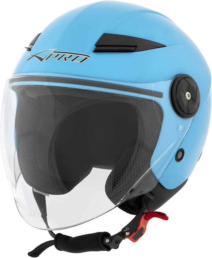 Motorradhelm Jet Lange Visier Roller City ECE 22 Zertifikat Hellblau XS 53-54 cm ( XS) Hellblau, 53-