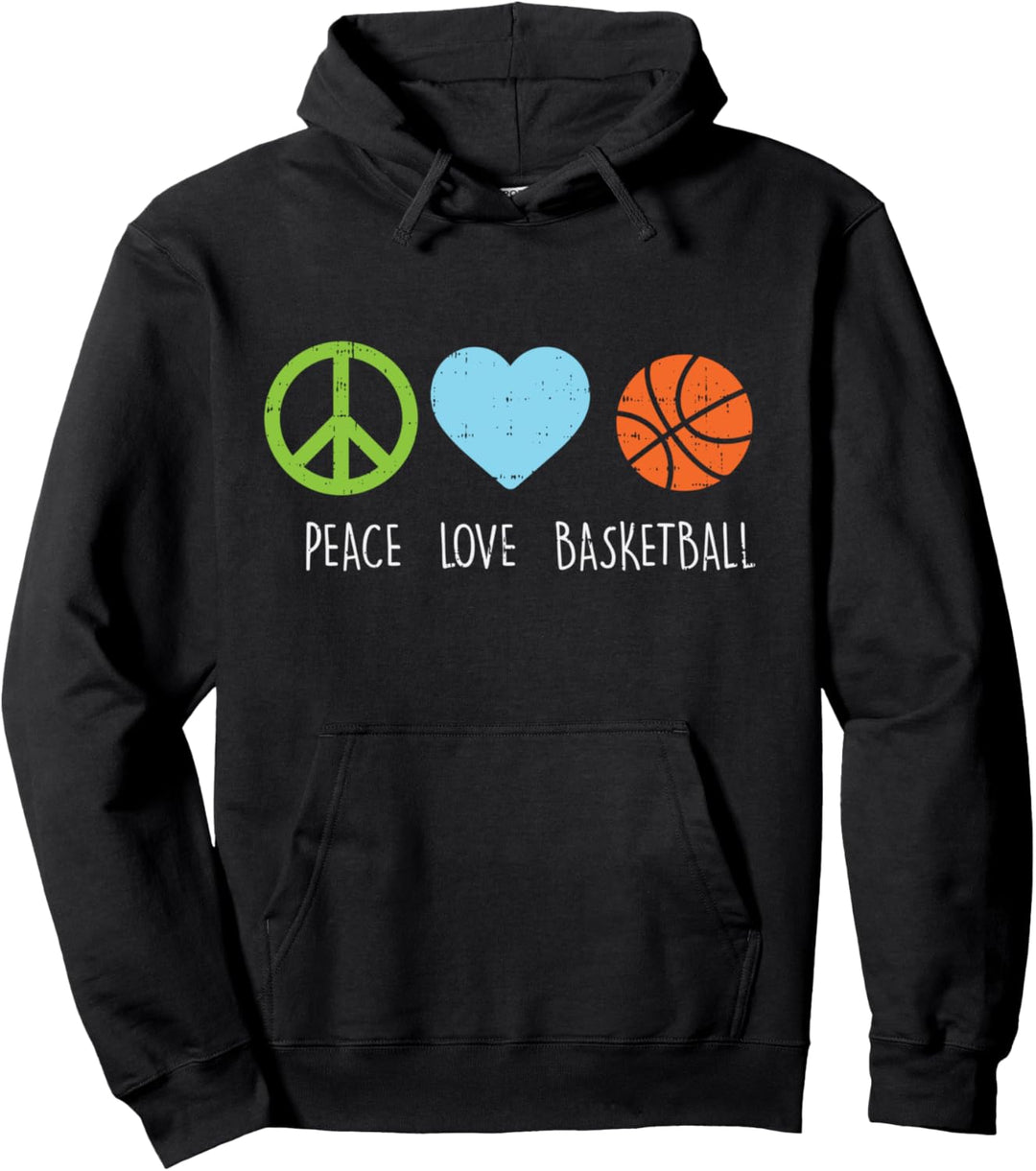 Peace Love Basketball Cool Hippie Baller Coach Men Women Pullover Hoodie