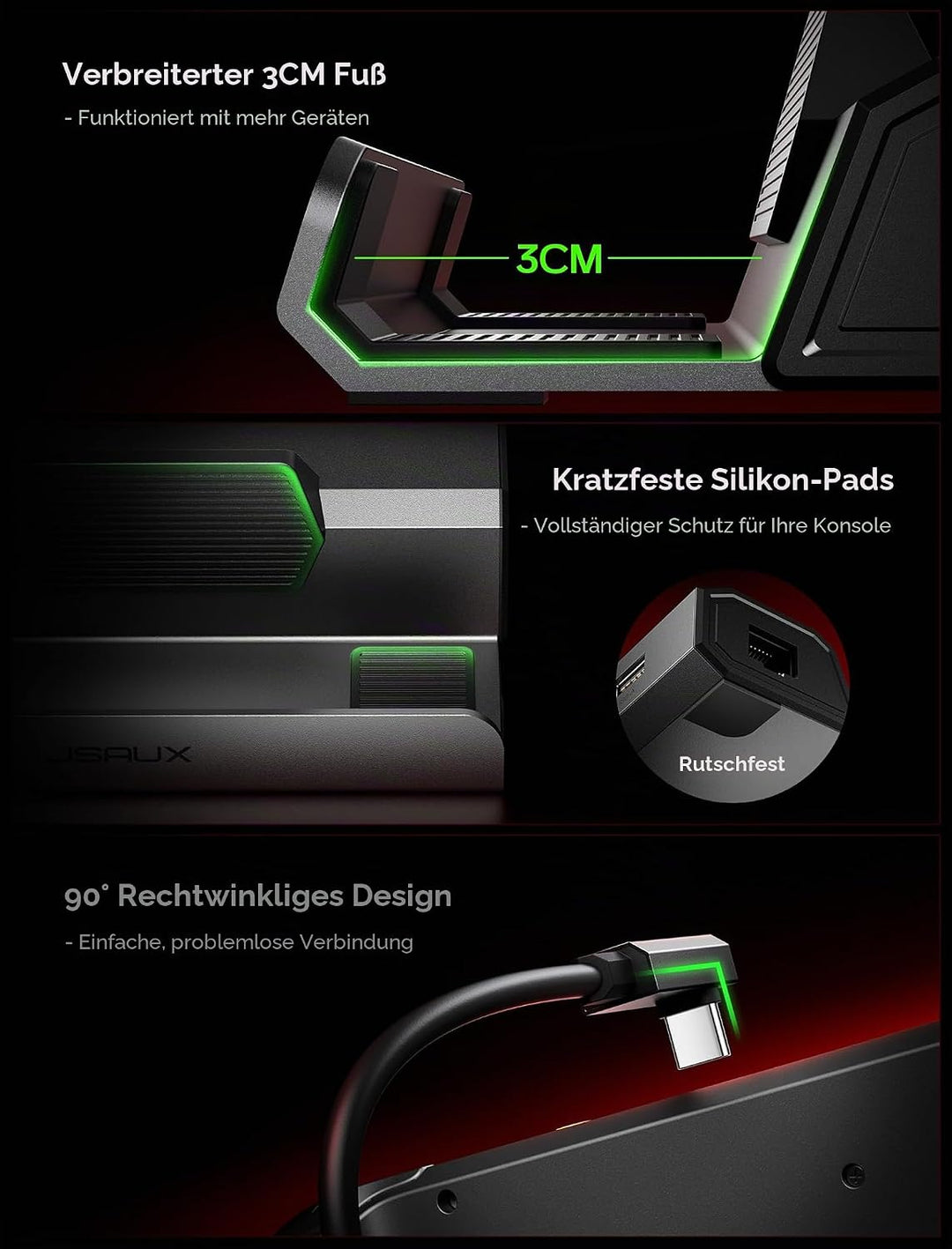 JSAUX Docking Station mit 65W Ladegerät, kompatibel mit Steam Deck OLED/ROG Ally X/Legion Go (S), 5-