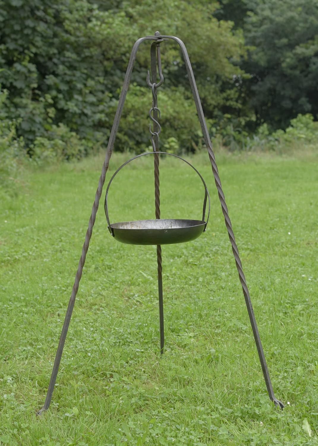 Ulfberth Mittelalter Hängepfanne aus Stahl | Outdoor Bratpfanne handgeschmiedet | Für Dreibein oder