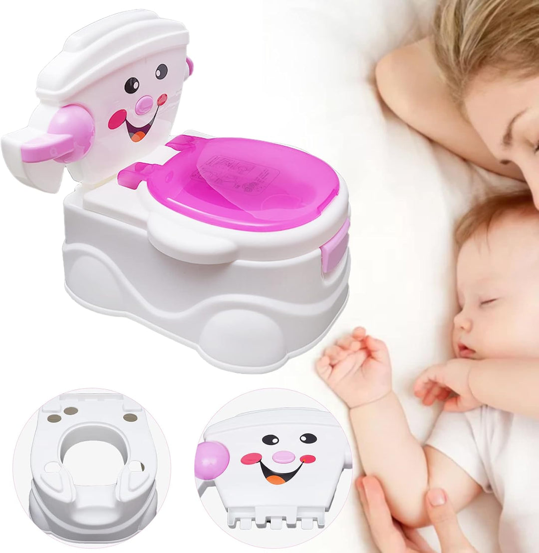 Töpfchen für Kinder, Tragbare Kinder Töpfchen mit Deckel und Cartoon Smiley, Baby Toilette Toiletten