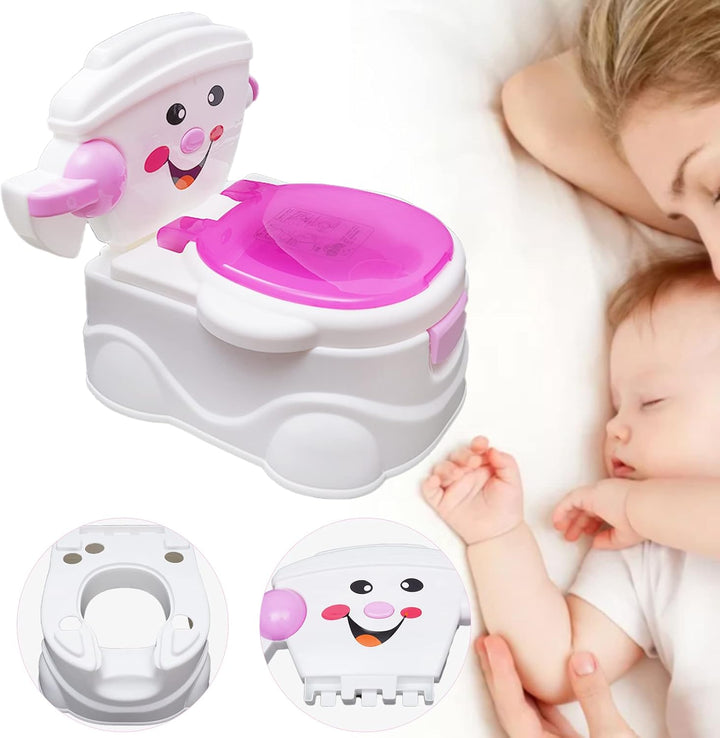 Töpfchen für Kinder, Tragbare Kinder Töpfchen mit Deckel und Cartoon Smiley, Baby Toilette Toiletten