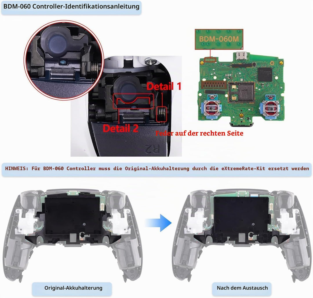 eXtremeRate Rückseite Abdeckung Case kompatibel mit ps5 Controller, Ersatzteile Custom Backplate Gum