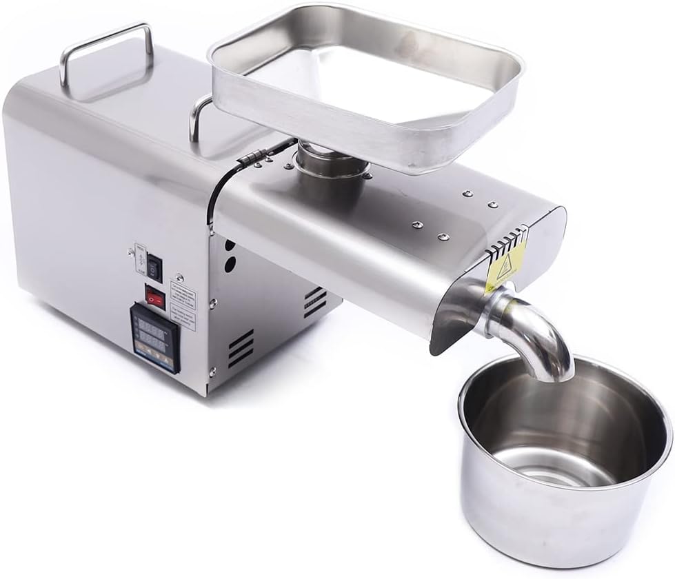 Edelstahl Ölpresse Kaltpresse für Zuhause | Automatisch, Hot & Cold Pressen | für Erdnüsse, Sojabohn