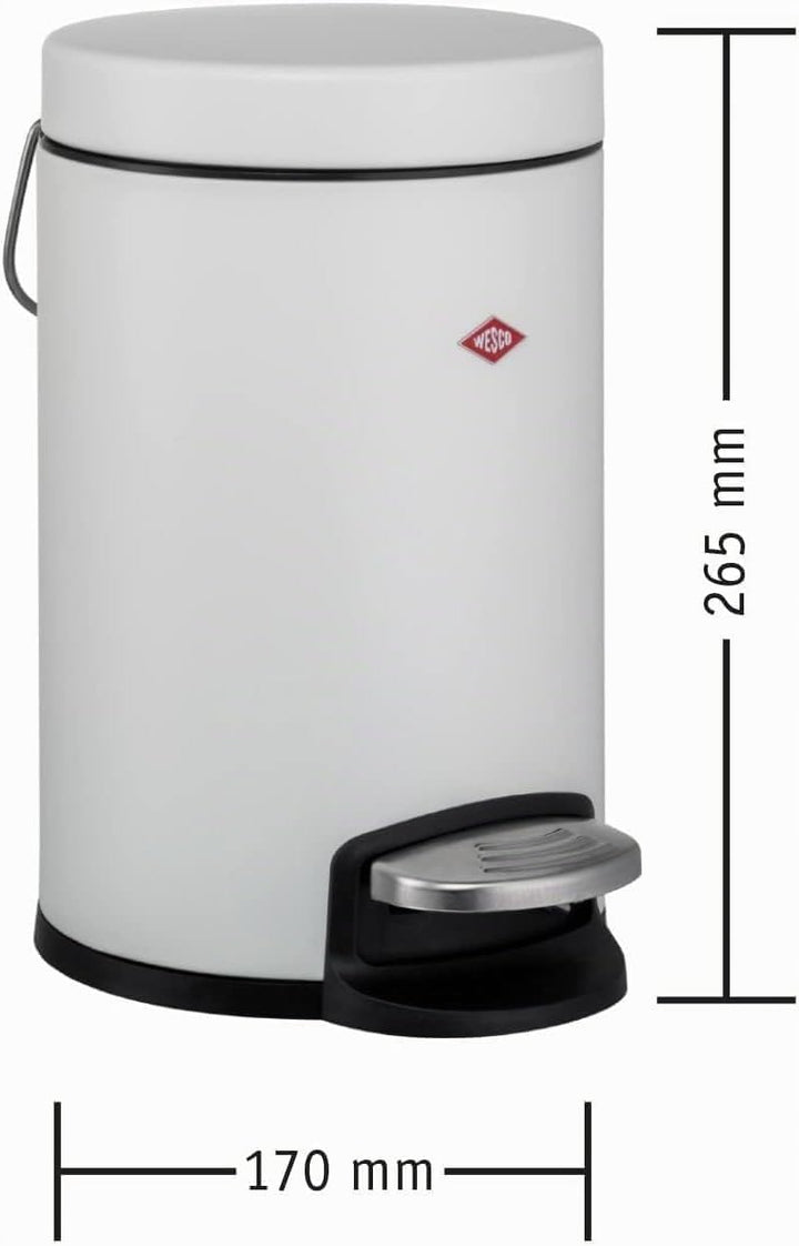 WESCO Kosmetik Abfallsammler in der Farbe weiss matt, hochwertiges Stahlblech, 3 Liter Volumen, Fuss
