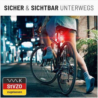 ABSINA LED Fahrradlicht Set Akku abnehmbar - StVZO zugelassen Fahrrad Licht mit 180 Lumen, 200m Reic