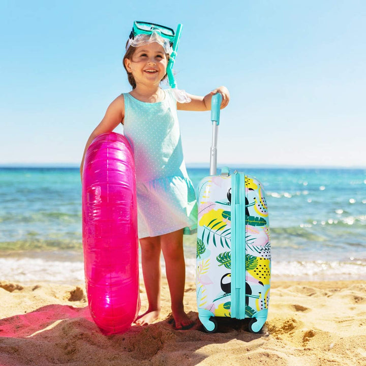 GOPLUS Kinderkoffer mit Rucksack, Kids Trolley, Kindergepäck mit Rollen, Reisekoffer mit Teleskopgri