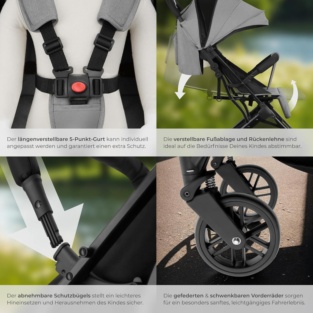 tectake® Buggy Kinderwagen von 0 bis 3 Jahre, Wagen für Baby Erstausstattung Neugeborene und Kinderb