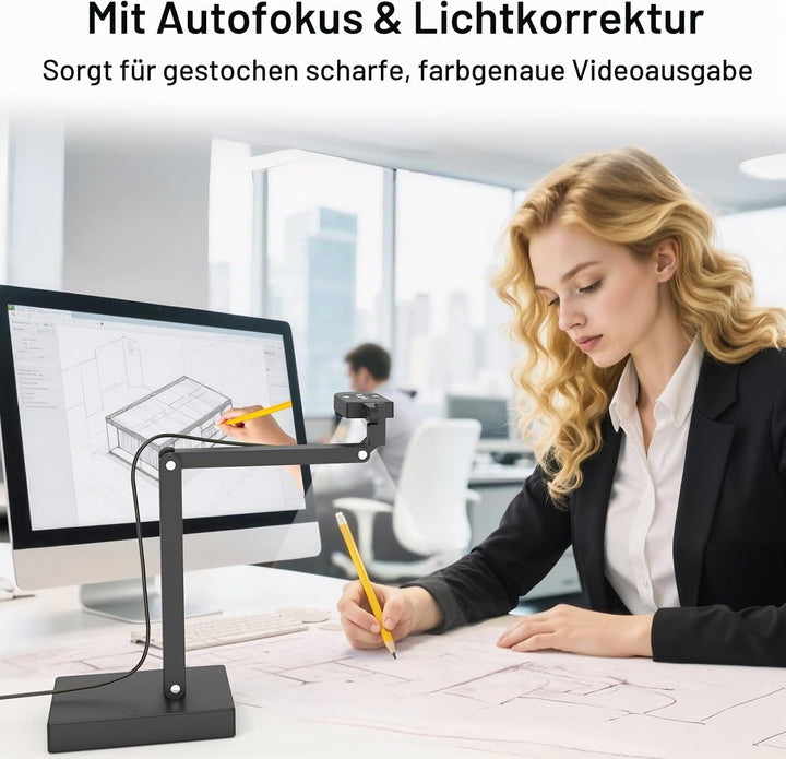 12MP Dokumentenkamera Schule, 4K Visualizer für Klassenzimmer - A3-Format, LED Licht, MIC, Drehen, S