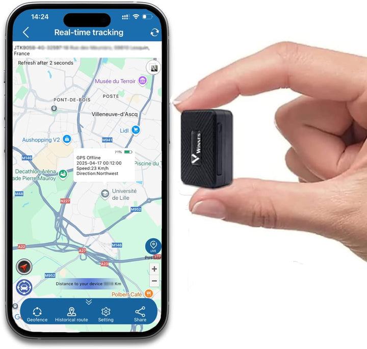 WINNES Mini GPS Tracker Auto 4G mit SIM-Karte, Magnetischer Fahrzeug GPS Tracker mit Echtzeit-Ortung