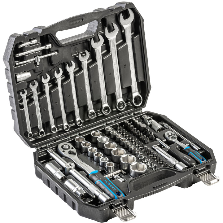 Högert Technik Werkzeugsatz 85-tlg., Steckschlüssel- und Bitsatz 1/4" & 1/2", CRV-Stahl, Ratschen 72