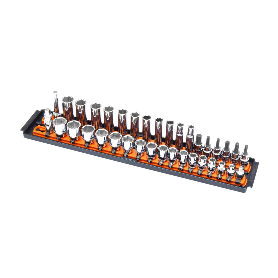 Ernst Manufacturing 8486 Socket Boss, Premium 2-läufig, 3/8"-Antrieb-Steckschlüssel-Organizer, 18 Zo
