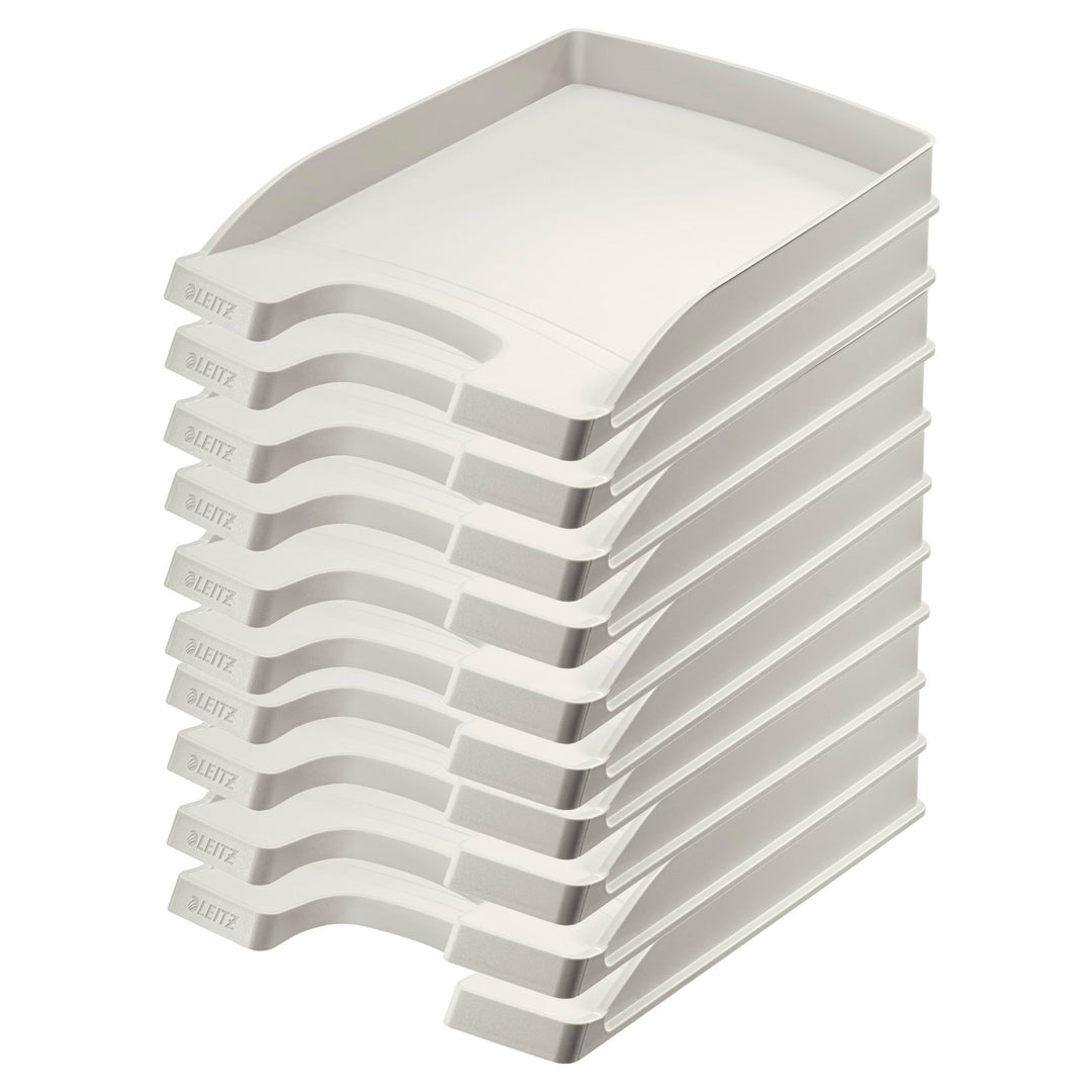 Leitz Briefkorb Flach A4, 10er Pack, Briefablage in Premium-Qualität, Stapelbares Ablagefach als Sch