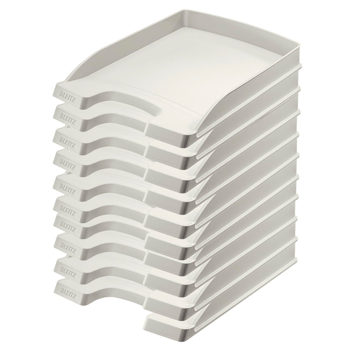 Leitz Briefkorb Flach A4, 10er Pack, Briefablage in Premium-Qualität, Stapelbares Ablagefach als Sch