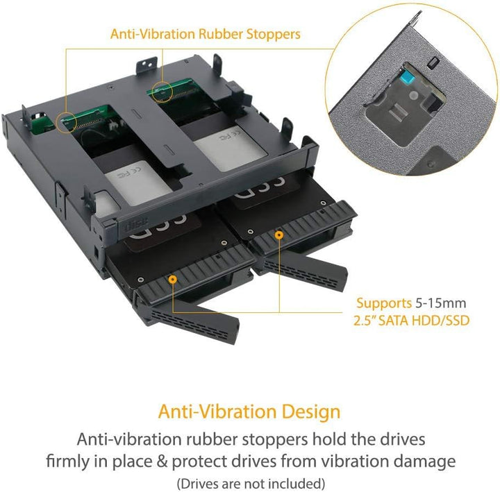 ICY DOCK 2X 2,5" SATA/SAS HDD/SSD Wechselrahmen mit schraubenlosen Trays Plus (Ultra) Slim ODD Slot