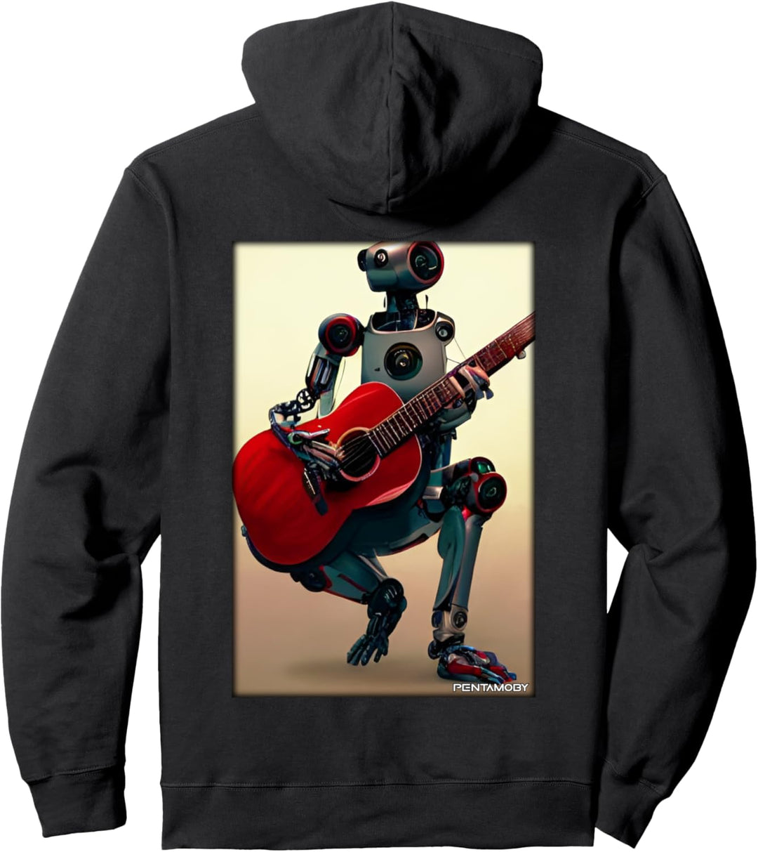 Roboter Gitarre Zukunft Technik Wissenschaft Sci-Fi Maschine Pullover Hoodie