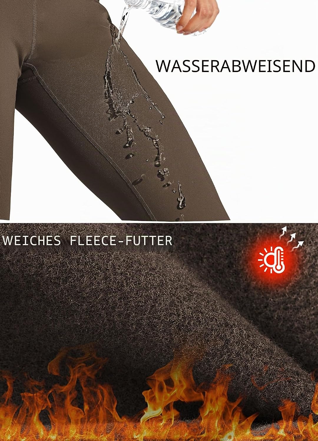 WILLIT Fleece gefütterte Leggings Damen Wasserbeständig Thermohose warme Winterhosen Yogahose Laufho