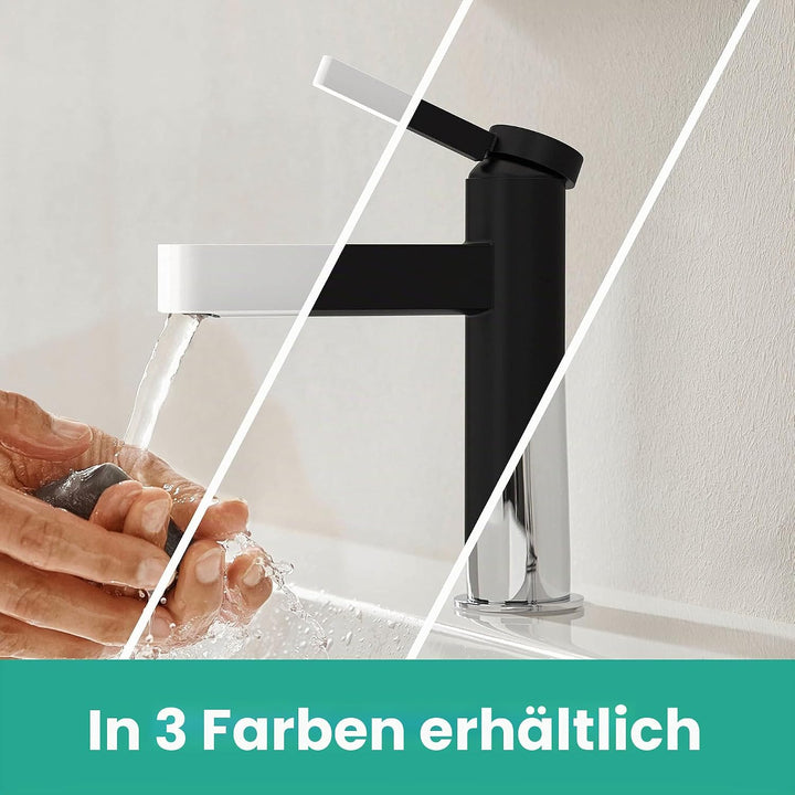 hansgrohe Waschtischarmatur Finoris, Wasserhahn Bad mit Auslauf Höhe 110 mm, mit Push-Open Ablaufgar