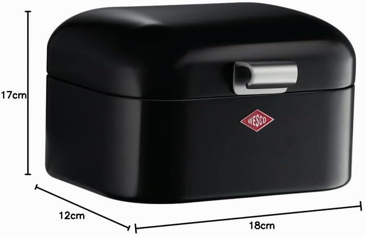 Wesco Mini Grandy Brotkasten in der Farbe schwarz, pulverbeschichtetes Stahlblech, Lüftungslöcher un