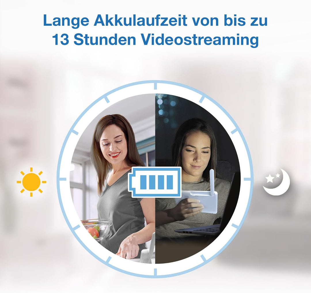 Vtech RM7764HD Babyphone mit Kamera 1080p WiFi Remote Access, 7 Zoll Video Baby Monitor, 360° Schwen
