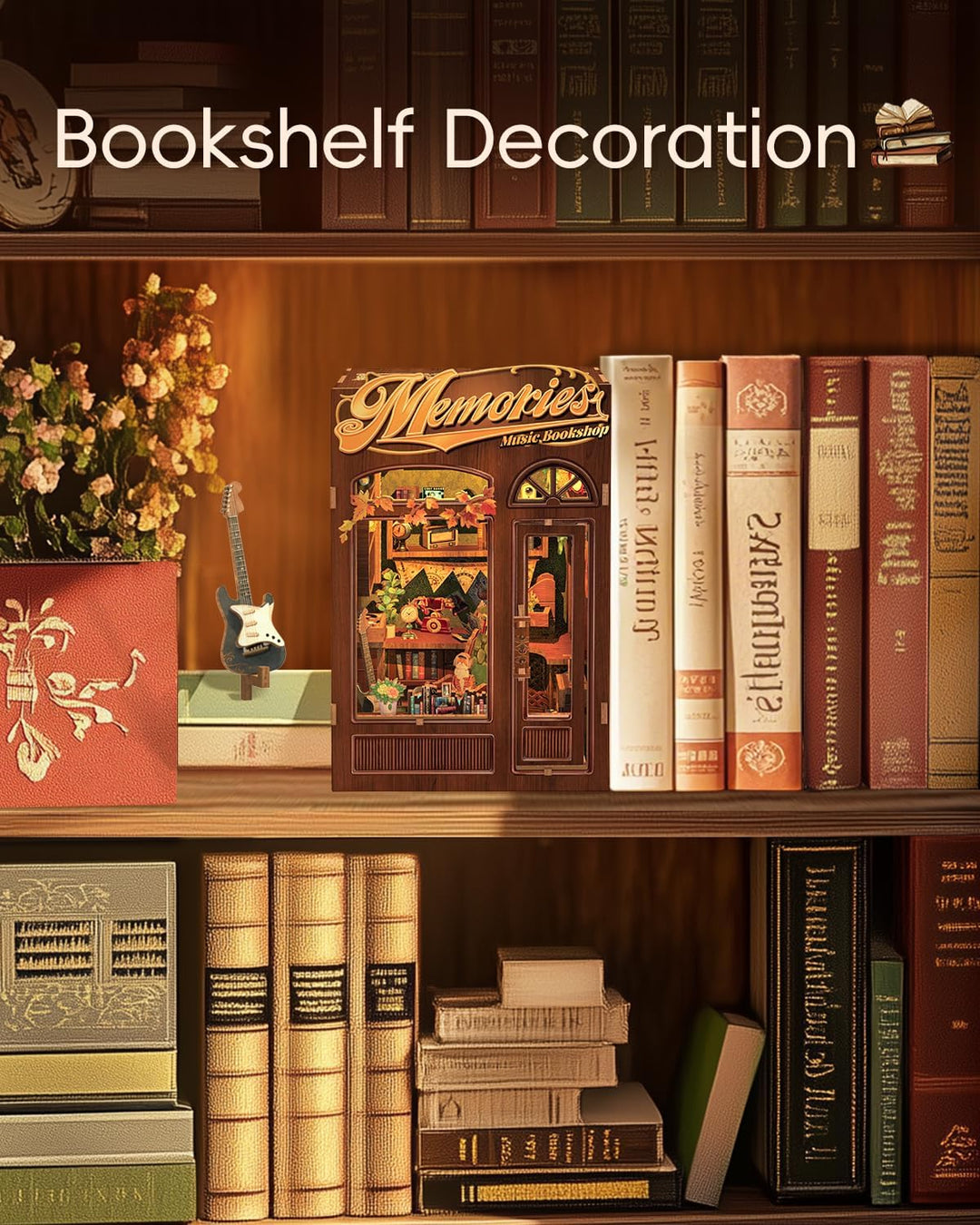 CUTEBEE Book Nook Kits for Adults - DIY Puppenhaus Miniatur mit LED-Licht, Holz Elegant & Ornate Sty