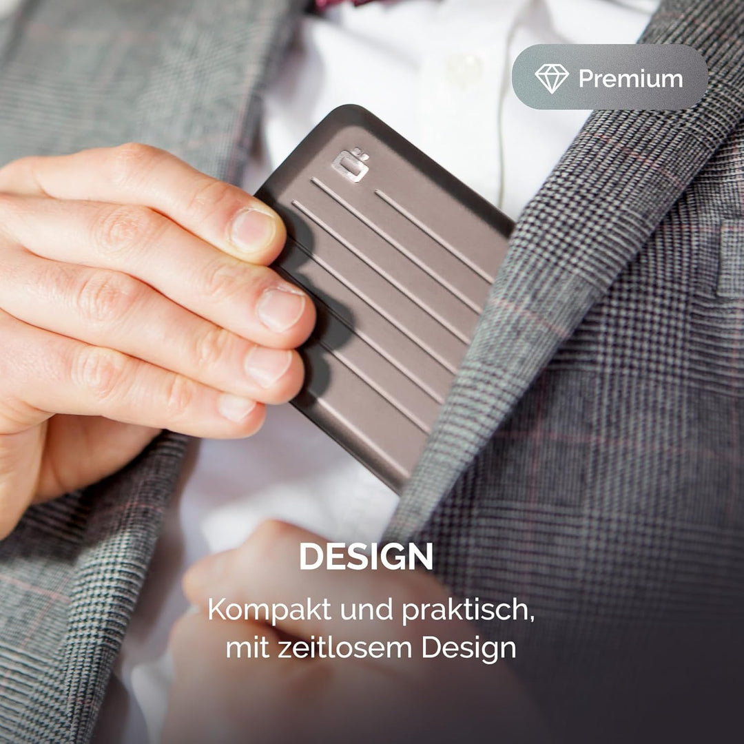 ÖGON Smart Wallets - Geldbörse aus Aluminium Stockholm V2 – Verschluss aus Metall – RFID-Kartenhalte