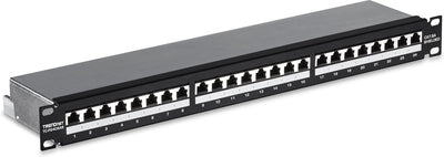 TRENDnet TC-P24C6AS 24-Port Cat6A geschirmtes 1U Patch Panel, 1000BASE-T/10GBASE-T unterstützt, Komp