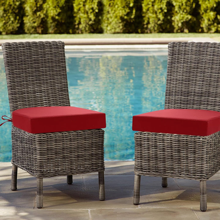 Sitzkissen Outdoor 45x45, 2er Set Wasserdicht mit Bändern | Wasserdichtes Stuhlkissen für Gartenmöbe