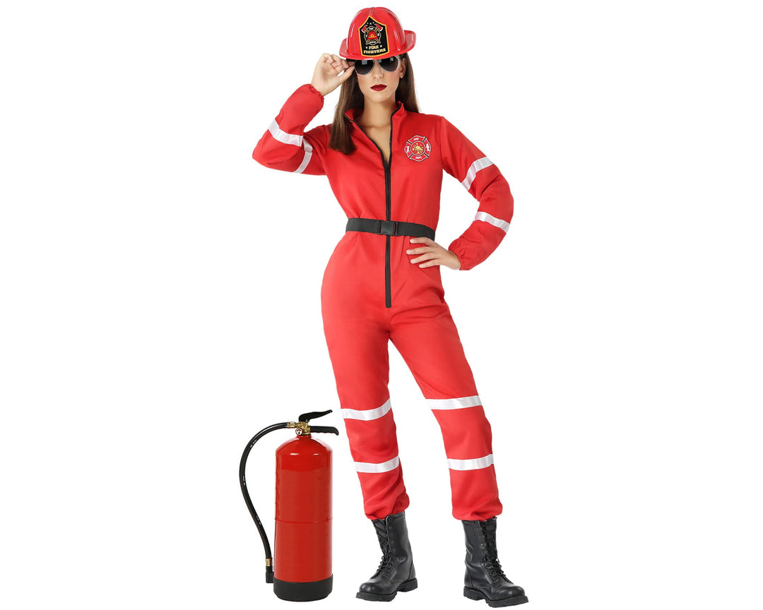 ATOSA Damen 66217 M-L Rotes Frauen-Feuerwehrmann-Kostüm, Rojo