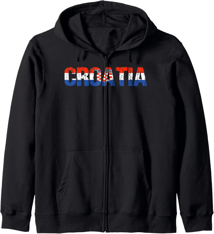 Croatia Flag Kroatien Hrvatska Soccer Distressed Croatian Kapuzenjacke