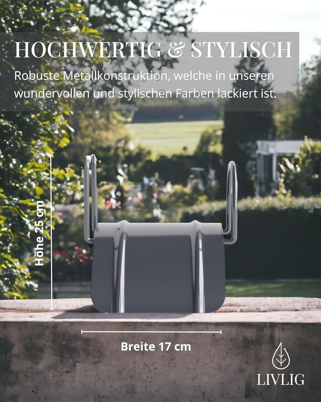 Livlig53 Gartenschlauch Halterung für 1/2 Zoll Schläuche bis 30m aus verzinktem Stahl, Wandhalterung