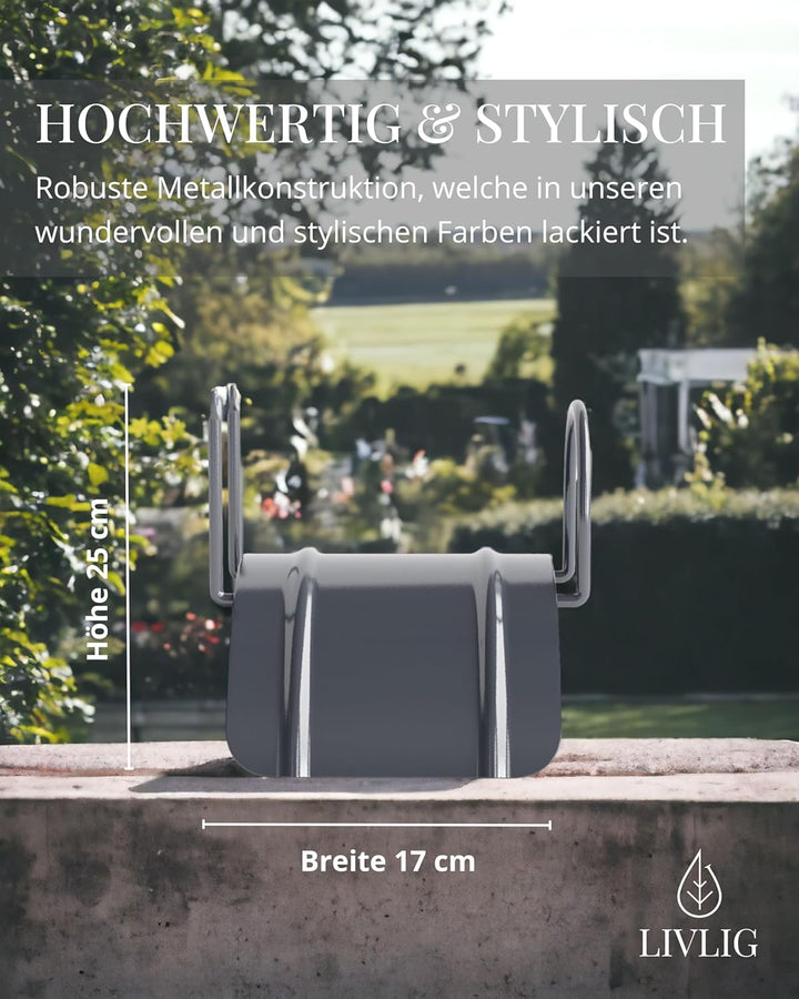 Livlig53 Gartenschlauch Halterung für 1/2 Zoll Schläuche bis 30m aus verzinktem Stahl, Wandhalterung