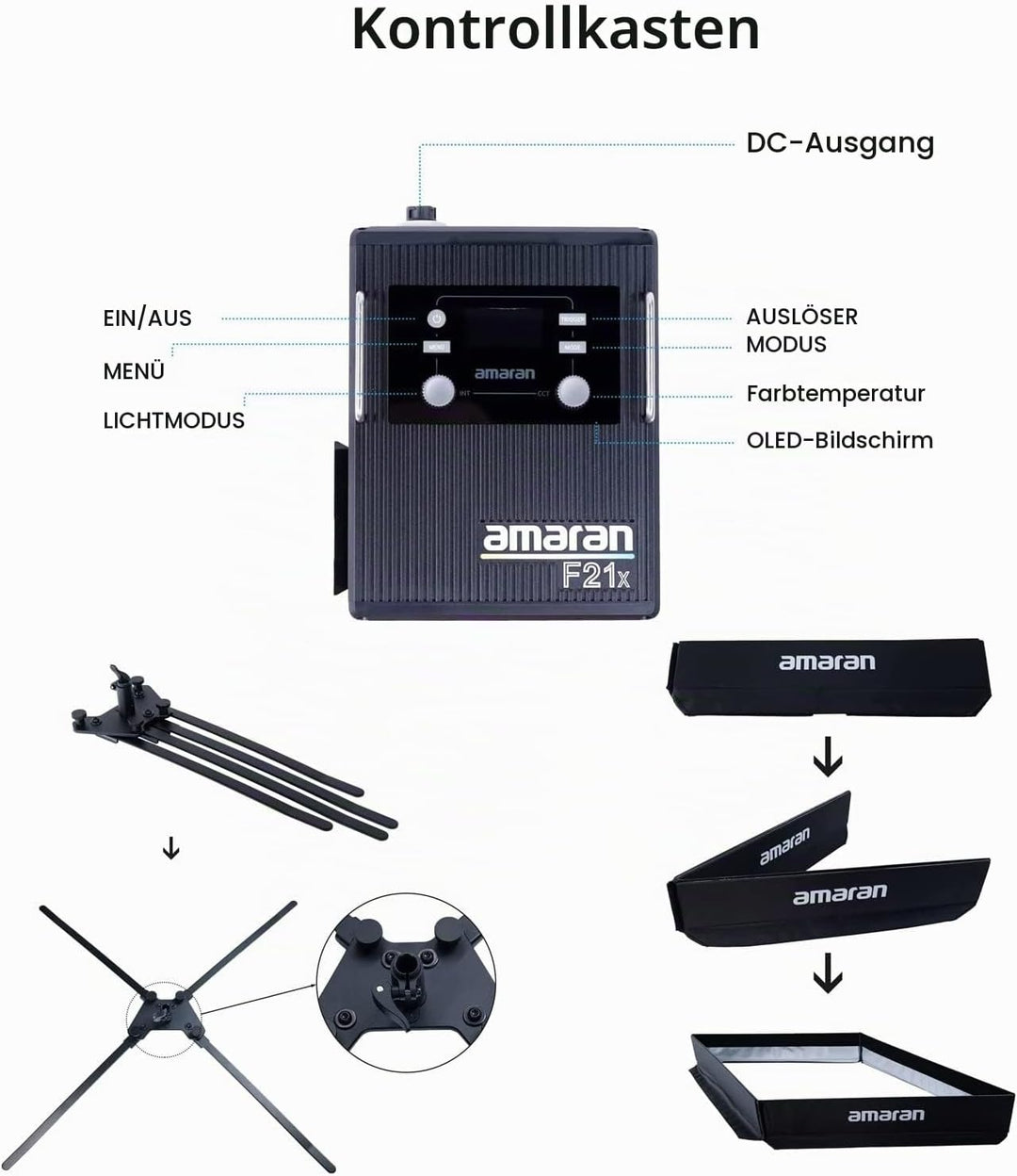 Aputure Amaran F21x 100W Flex LED Light Mat, Bi-Color 2500K-7500K Video Light Support DMX Sidus Link