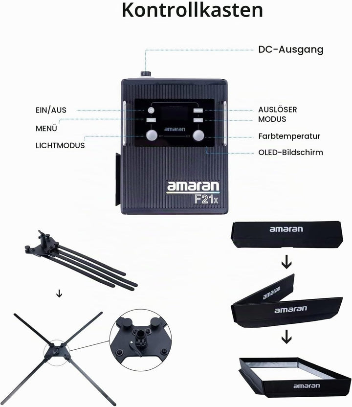 Aputure Amaran F21x 100W Flex LED Light Mat, Bi-Color 2500K-7500K Video Light Support DMX Sidus Link