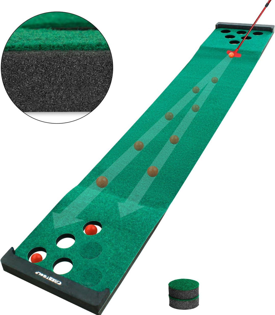 Kofull Golf Putting Matte Putting Green Indoor mit kostenlose 2 Putter + 6 Golfbälle Driving Schlagm