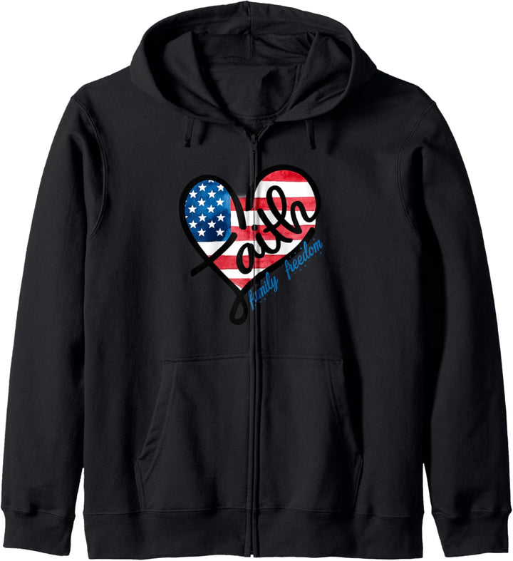 4th of July Patriotic Christian Faith Heart American Kapuzenjacke