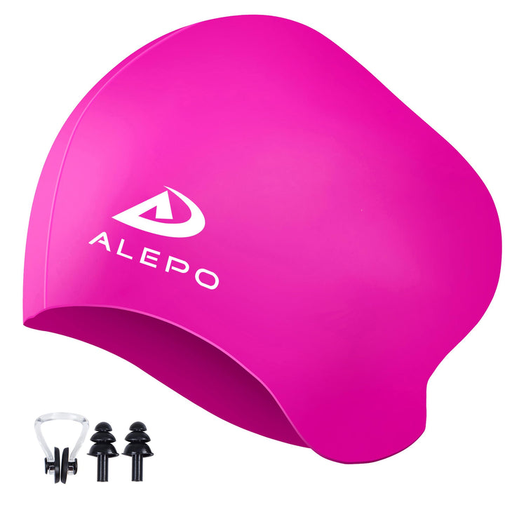 Alepo Badekappe Damen Lange Haare, Hochelastische Dicke Silikon Schwimmkappe Damen Herren Unisex Erw