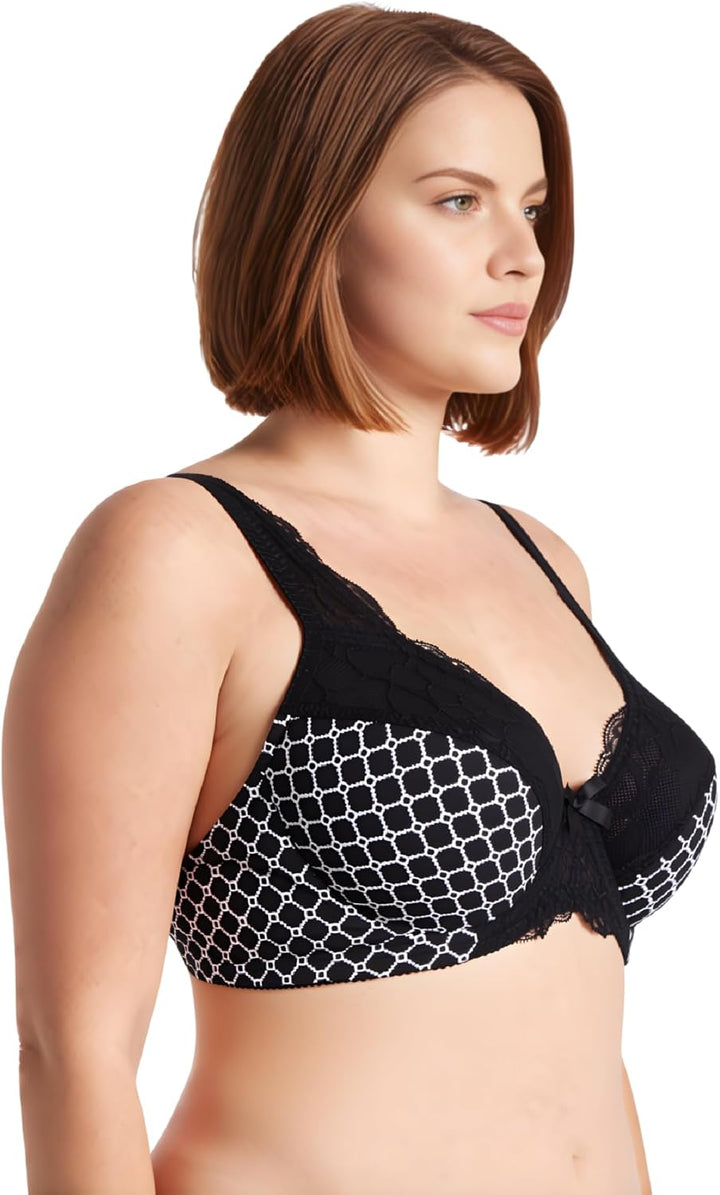 Curve Muse Damen Minimizer BH Ungefüttert Bügel Spitzenstickerei - 2er Pack 75C Weiss,schwarz(2er Pa