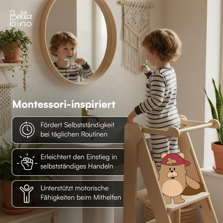 Bellabino Tay Lernturm ab 1 Jahr – Learning Tower 2-Fach höhenverstellbar &amp; klappbar – Lernstuhl in