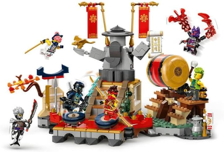 LEGO NINJAGO Turnier-Arena Abenteuer-Spielzeug für Kinder, Ninja-Spielset mit 6 Minifiguren, sammelb