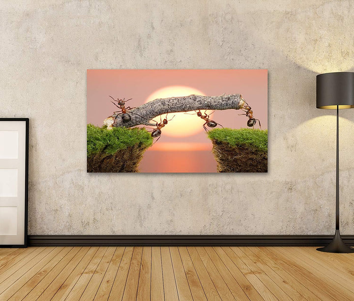islandburner Bild auf Leinwand Team Ameisen Arbeiten Beim Bau Einer Brücke Bilder Wandbilder Poster