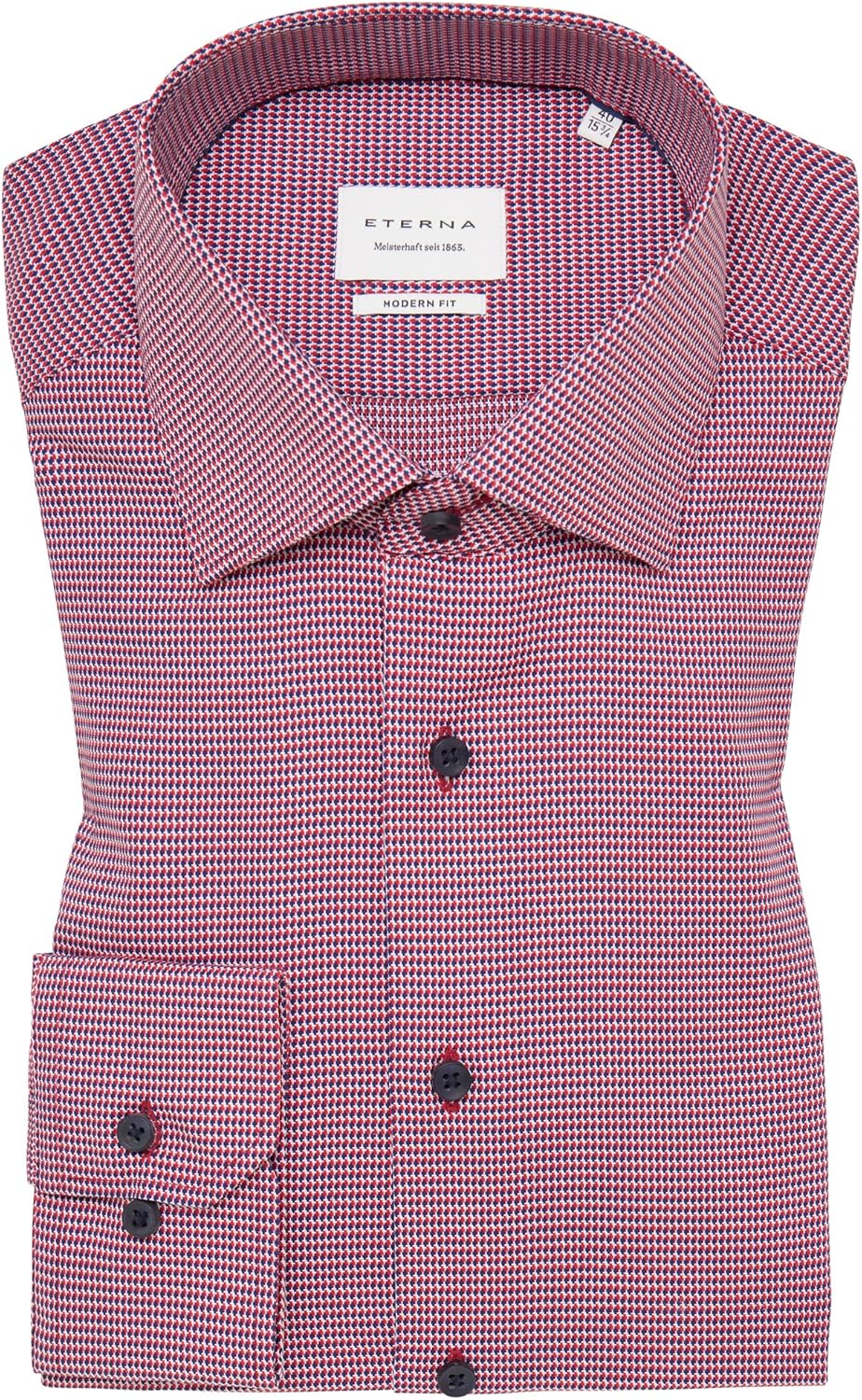 ETERNA Herren strukturiertes Baumwoll-Hemd MODERN FIT 44 Rot, 44 Rot