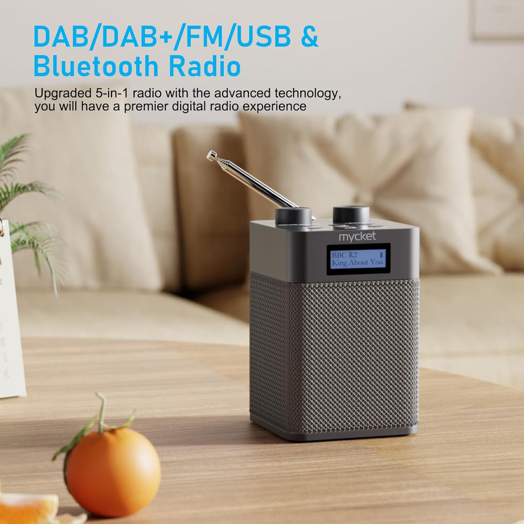 Mycket DAB/DAB+ Digital und UKW Radio, Batteriebetriebenes Radio, tragbares DAB Radio, wiederaufladb