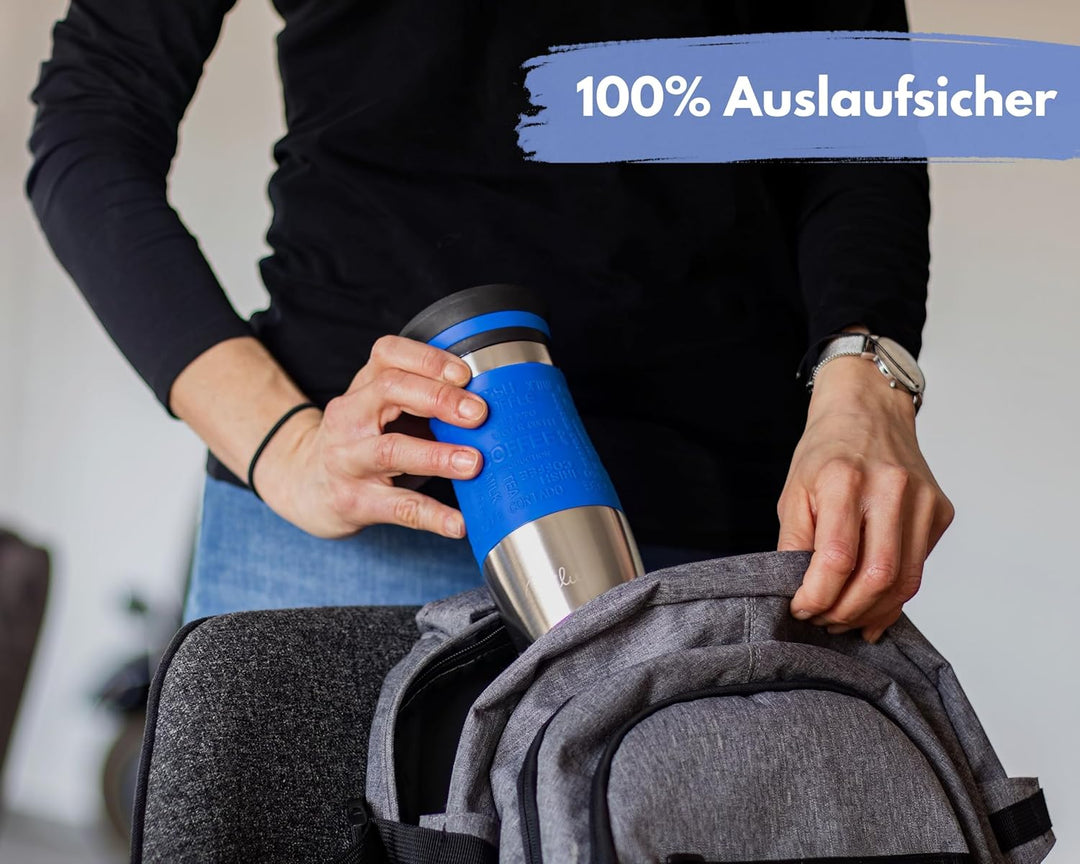 Milu Thermobecher Kaffee to go 370ml, 450ml Isolierbecher Kaffeebecher - 100% Auslaufsicher - Trinkb