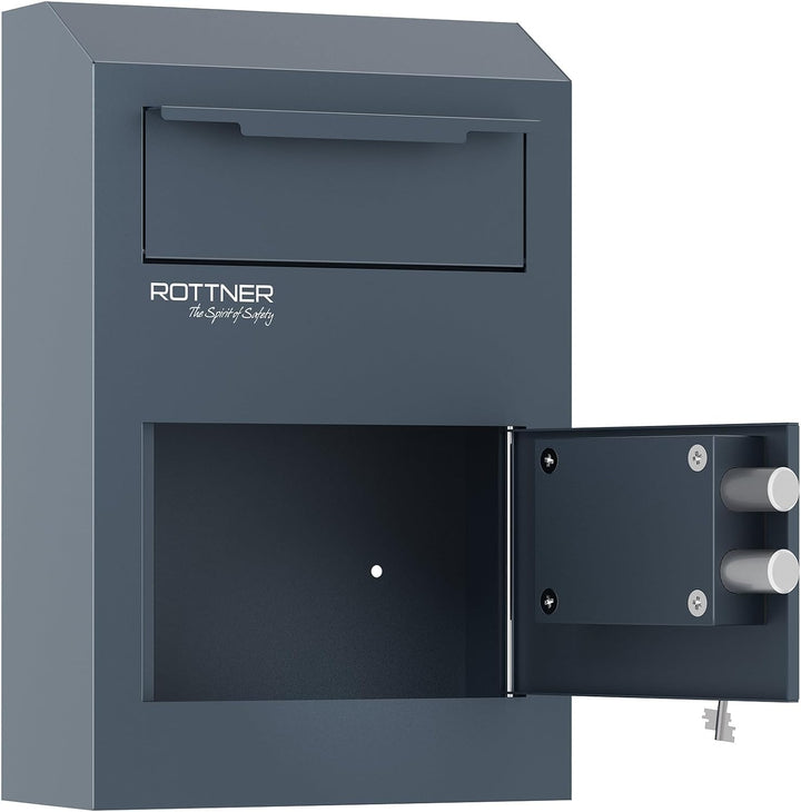 Rottner Samuel Einwurftresor Schwarz HxBxT 380x250x115 mm Doppelbartschloss 2 Schlüssel Rückholsperr