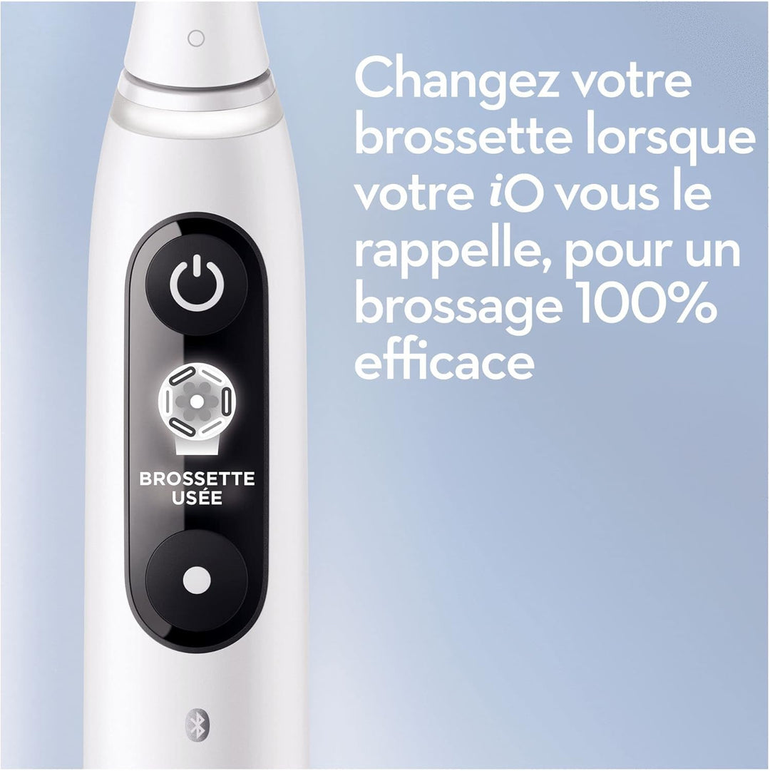 Oral-B iO 7N Elektrische Zahnbürste, weiss, mit Bluetooth, 2 Aufsteckbürsten, 1 Reiseetui, Weiss