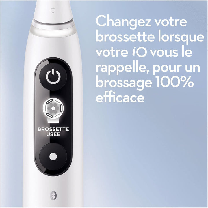 Oral-B iO 7N Elektrische Zahnbürste, weiss, mit Bluetooth, 2 Aufsteckbürsten, 1 Reiseetui, Weiss